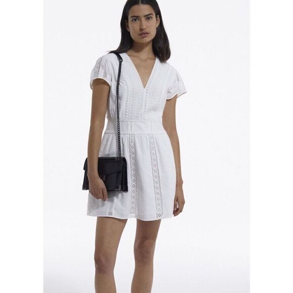 The Kooples White Ecru Embroidered Dress Women's 1 small cottagecore Boho Eyelet - Picture 2 of 7